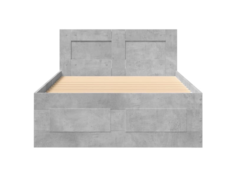  Lit simple- lit adulte -  cadre de lit et tête de lit sans matelas gris béton 90x200 cm  - Conforama D