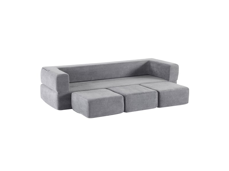 Canapé de sol modulable 3 places 201x75,5x50 cm en chenille gris foncé - Conforama A