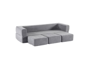 Canapé de sol modulable 3 places 201x75,5x50 cm en chenille gris foncé