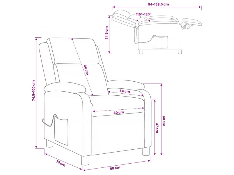 Vidaxl fauteuil de massage inclinable bordeaux tissu - Conforama C