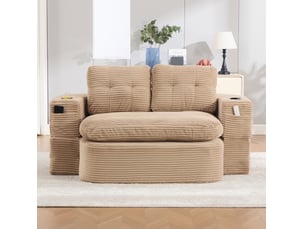 Canapé droit compressé convertible <strong>MODENVIE</strong> <strong></strong> 2 places Velours côtelé kaki