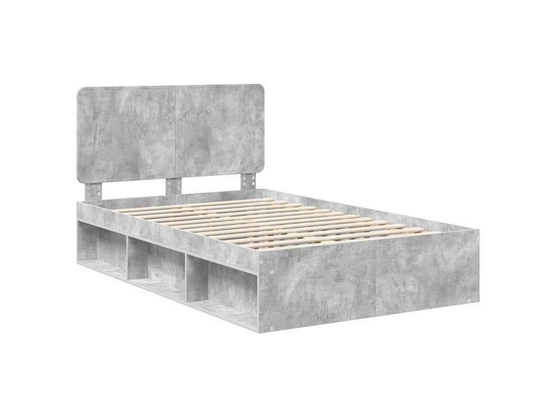  Lit double- lit adulte -  cadre de lit béton 120 x 190 cm bois de pin massif  - Conforama C
