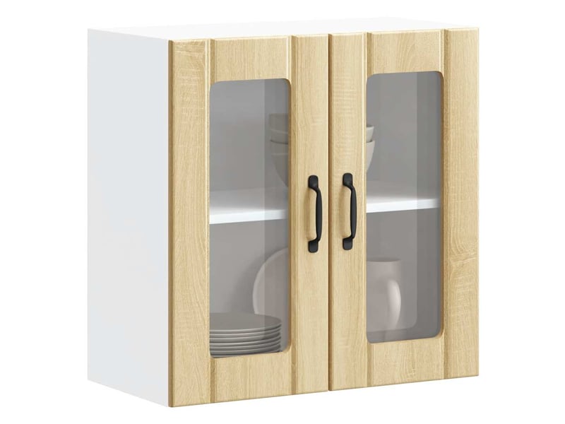  Armoire murale de cuisine avec porte vitrée lucca en chêne sonoma shl8535  - Conforama B