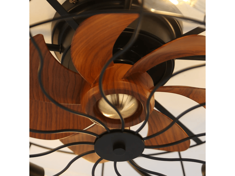 Ventilateur de plafond 20 pouces avec led, télécommande 6 vitesses, moteur dc silencieux, design moderne, métal, noir  - Conforama W