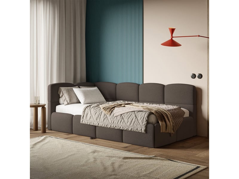  Selsey cloudy - lit rembourré - 170x185 cm - chenille marron - côté gauche Cloudy - Conforama C
