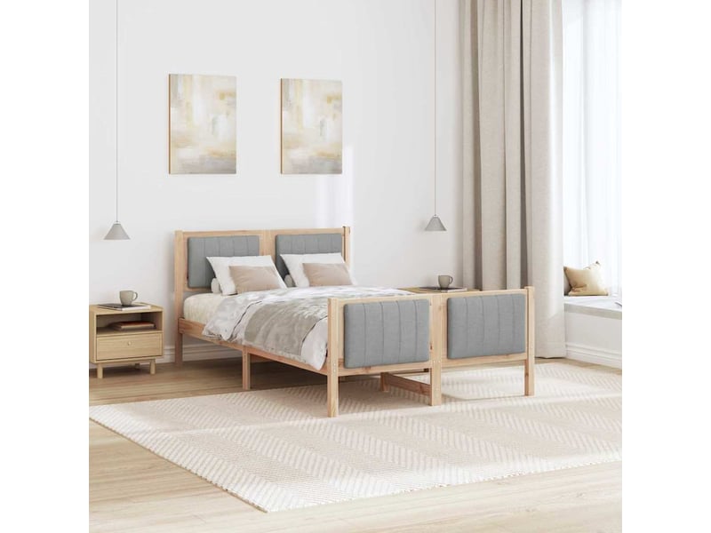 Lit double- lit adulte - cadre de lit avec tête de lit marron et gris clair 120 x 190 cm - Conforama C