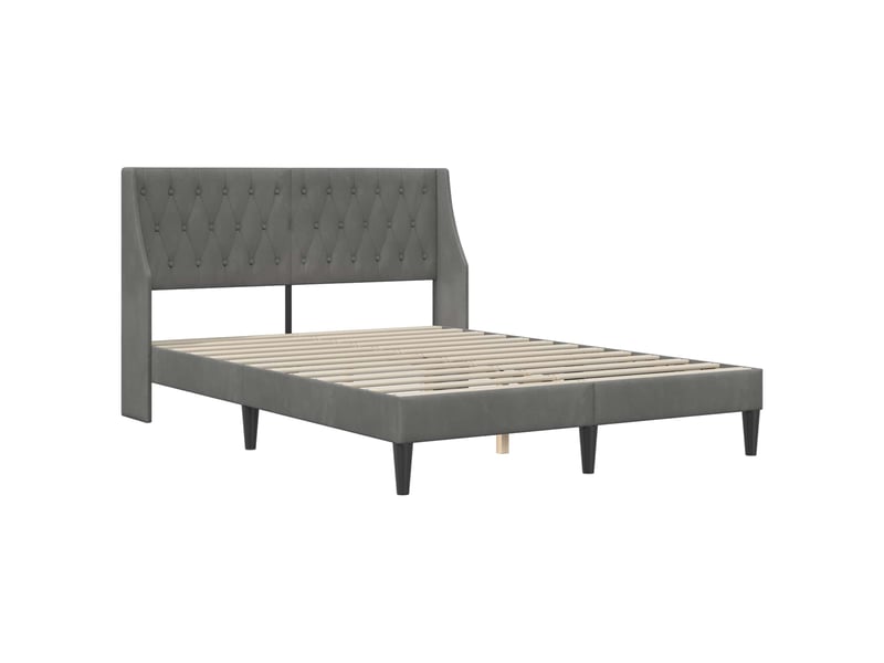  Lit double- lit adulte -  cadre de lit avec tête de lit gris foncé 120 x 190 cm velours  - Conforama B