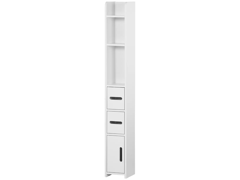  Meuble de salle de bain avec étagères et placards, armoire haute en bois gain de place 15 x 17 x 120 cm, blanc  - Conforama B