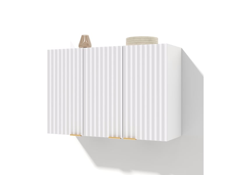  Armoire mural de cuisine 90x29x60 cm en mdf blanc à 3 portes  - Conforama A