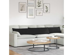 Lot de 2 coussins de canapé, coussins décoratifs tissu noir 200 x 40 cm cf58910