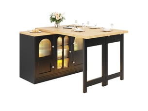 Îlot de cuisine extensible 120-197x40x72 cm avec led rgb en mdf noir
