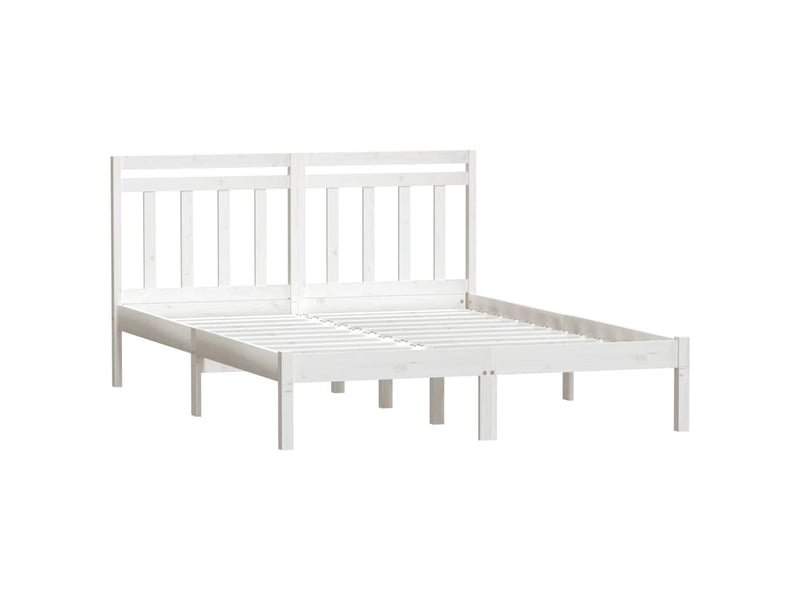  Lit double- lit adulte -  cadre de lit sans matelas blanc bois massif 140x190 cm  - Conforama B