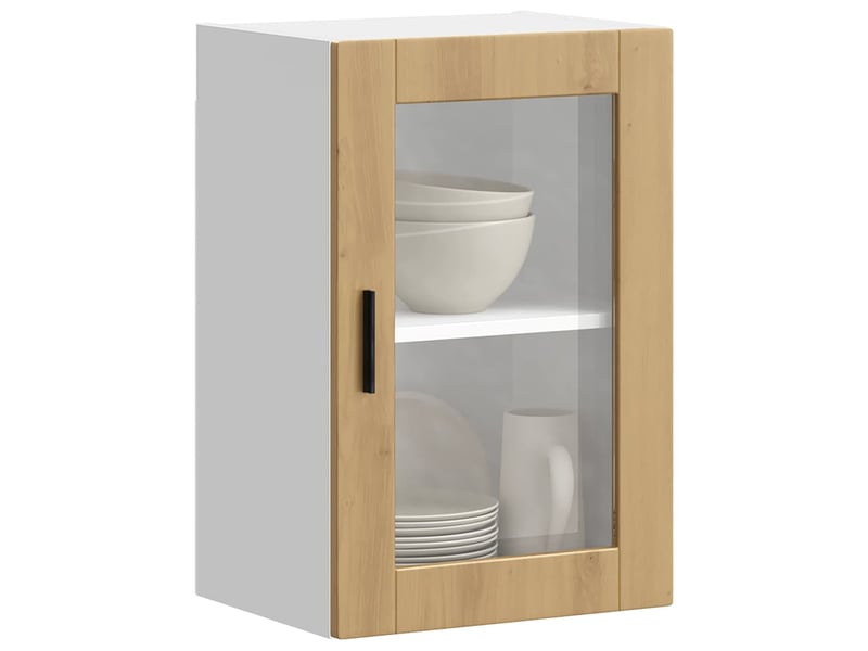 Armoire murale de cuisine porte en verre porto chêne artisanal shl5026 - Conforama C