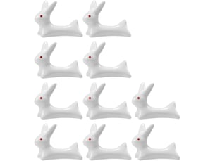 Repose-baguettes en céramique blanc forme lapin 10pcs pratique et portable pour décor de salle à manger ou bureau