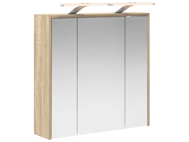 Armoire miroir salle de bain, meuble de rangement chêne sonoma shl2441 - Conforama A