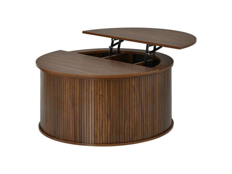  Table basse ronde relevable en mdf avec rangement intégré pour salon  - Conforama E