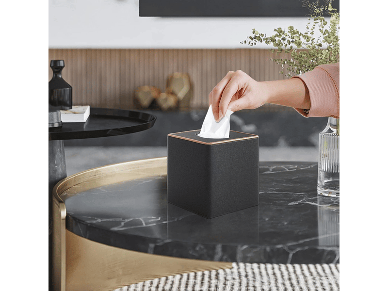  Étui carré en lin pour boîte à mouchoirs - avec base magnétique, pour la maison et le bureau - 1 pièce, 16×14×14cm (noir)  - Conforama C