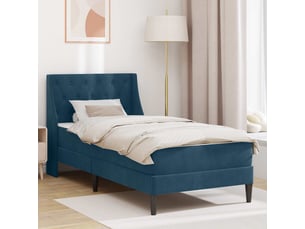 Lit adulte, lit simple, cadre de lit avec matelas bleu 100x200cm velours cf954