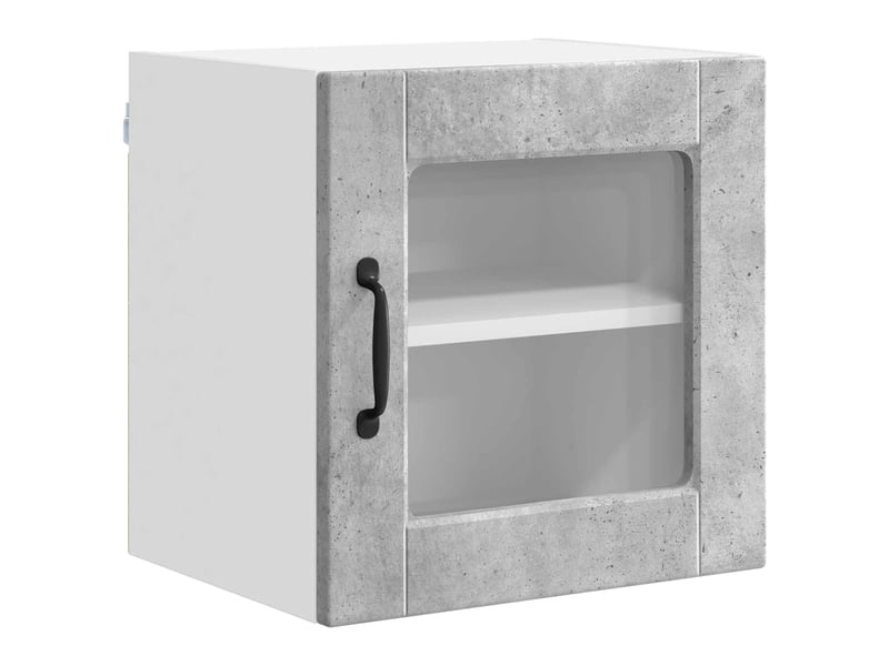  Meuble mural de cuisine, cabinet en verre mural 2 pc gris béton bois d'ingénierie  - Conforama E