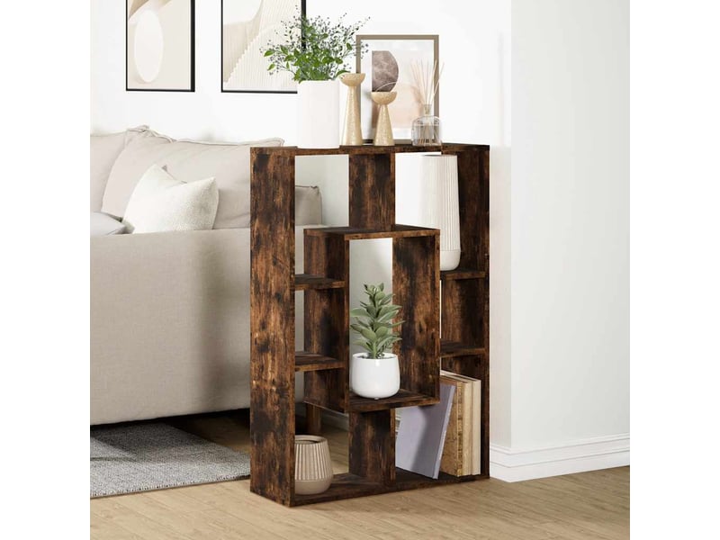Bibliothèque, étagère de rangement chêne fumé 63x20x90 cm bois d'ingénierie - Conforama D
