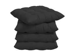Lot de 4 coussins de siège, coussins décoratifs microfibre noir 40 x 40 x 6 cm cf59946