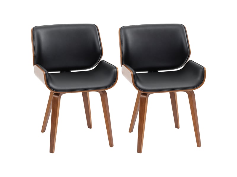  Lot de 2 chaises de salle à manger style vintage assise revêtement synthétique 53l x 54p x 81h cm noir marron  - Conforama A