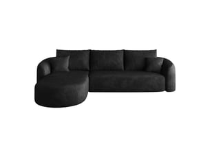 Canapé d'angle compressé gauche fixe <strong>STILVORA</strong> <strong></strong> 2 places Tissu Noir