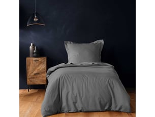 Housse de couette 1 personne 140 x 200 cm uni 57 fils lina anthracite