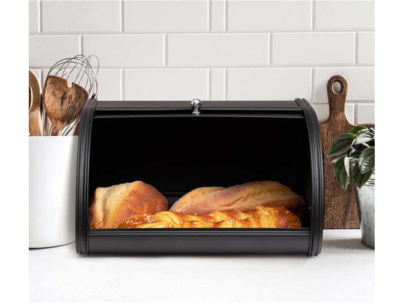  Boîte à pain en acier inoxydable – 31.5x25.5x17cm, noir  - Conforama E