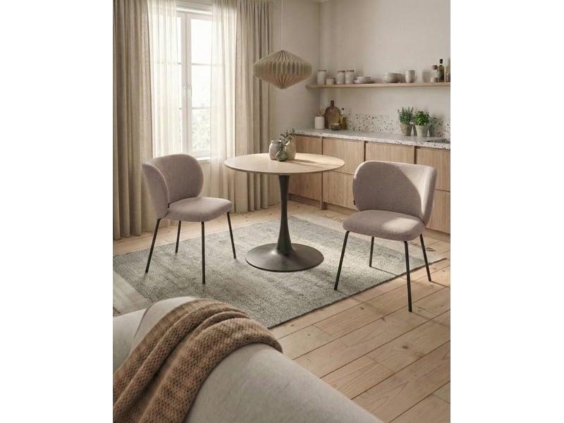 Lot de 2 chaises de salle à manger calera tissu taupe  - Conforama B