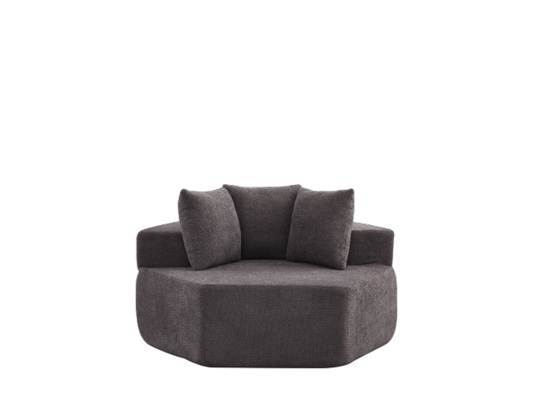  Fauteuil hexagonal modulable en chenille moderne – canapé assorti et configurations polyvalentes  - Conforama A