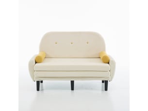 Fauteuil relax convertible avec coffre de rangement, canapé lit 2 places en tissu côtelé ivoire pour salon moderne