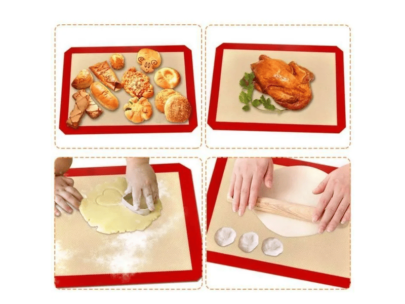  Lot de 2 tapis de cuisson en silicone 40x30cm – toile de cuisson saine et réutilisable  - Conforama B