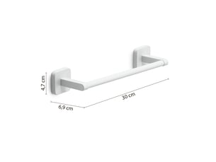 Porte-serviettes mural 30 cm blanc mat fixation vis ou adhésif | tahiti