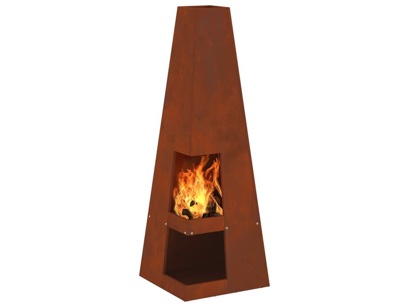  Brasero exterieur, foyer camping rouillé 35x35x100 cm  - Conforama C