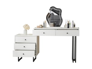 Coiffeuse 0 tiroir(s) Miroir Led avec 0 tabouret(s) inclu(s) coloris blanc