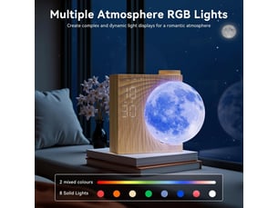Réveil et veilleuse enfant avec simulateur d'aube - réveil lumineux avec 15 sonneries, fonction snooze,8 couleurs rgb, 10 sons naturels avec minuterie
