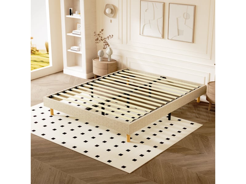  Sommier tapissier 160x200cm , 14 lattes, comfort, beige  - Conforama C