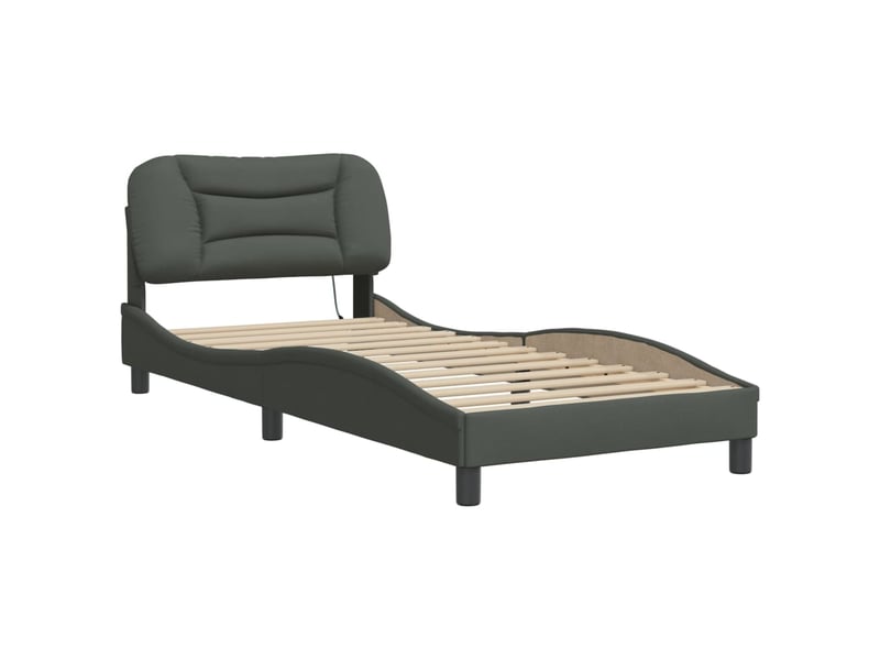  Lit simple- lit adulte -  cadre de lit avec led sans matelas hvar gris foncé 80x200 cm tissu  - Conforama B