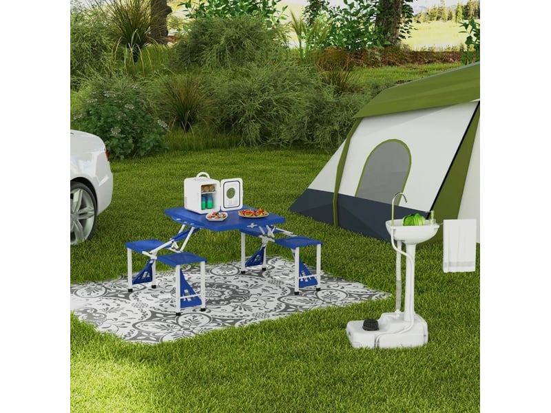  Lavabo mobile 51 x 33,5 x 103 cm blanc en hdpe, pompe à pied, roulettes et réservoir de 17 l  - Conforama B