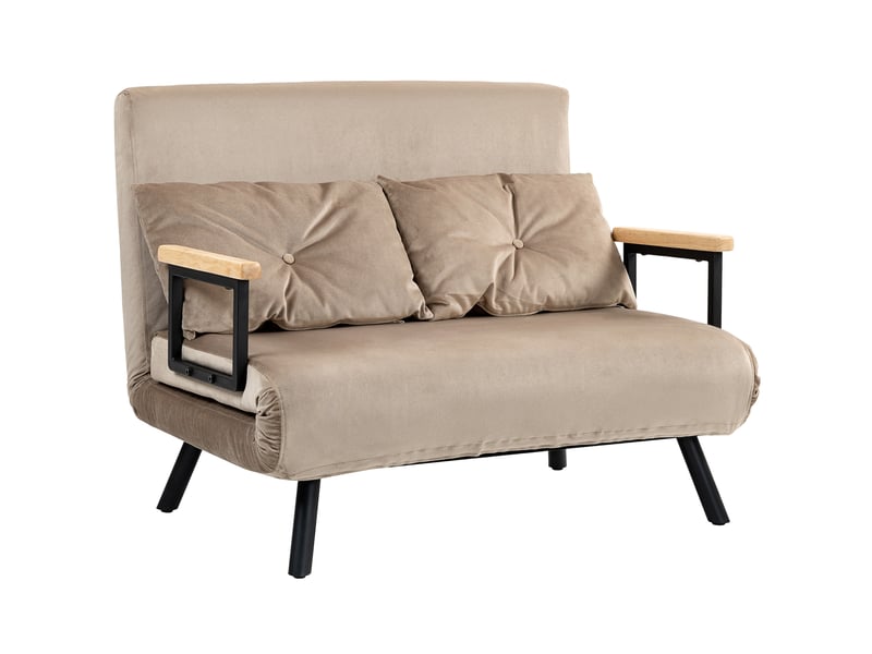  Canapé convertible 102x73x81 cm 2 places, structure en métal, dossier 5 positions, finition marron clair  - Conforama A