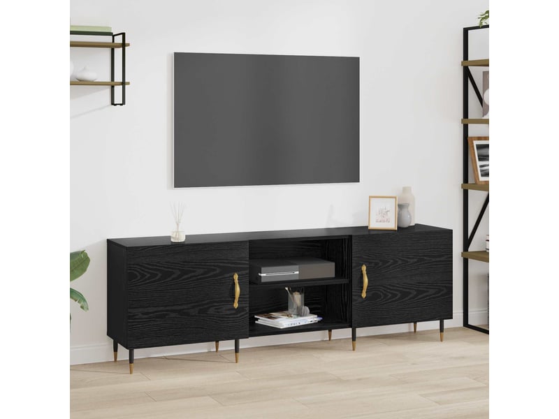  Meuble tv - banc tv - meuble de rangement 150 x 30 x 50 cm chêne noir bois d'ingénierie  - Conforama B