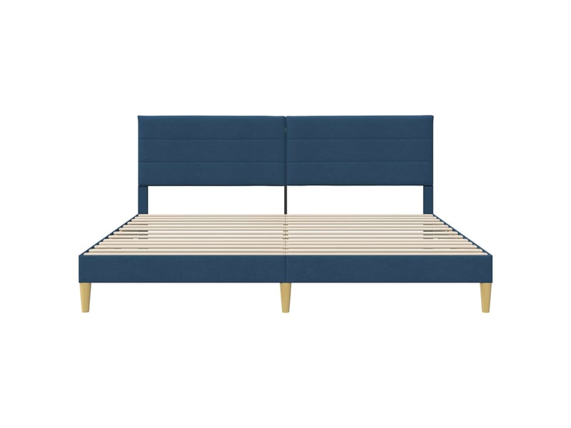  Lit double- lit adulte -  cadre de lit avec tête de lit bleu 200 x 200 cm tissu  - Conforama C