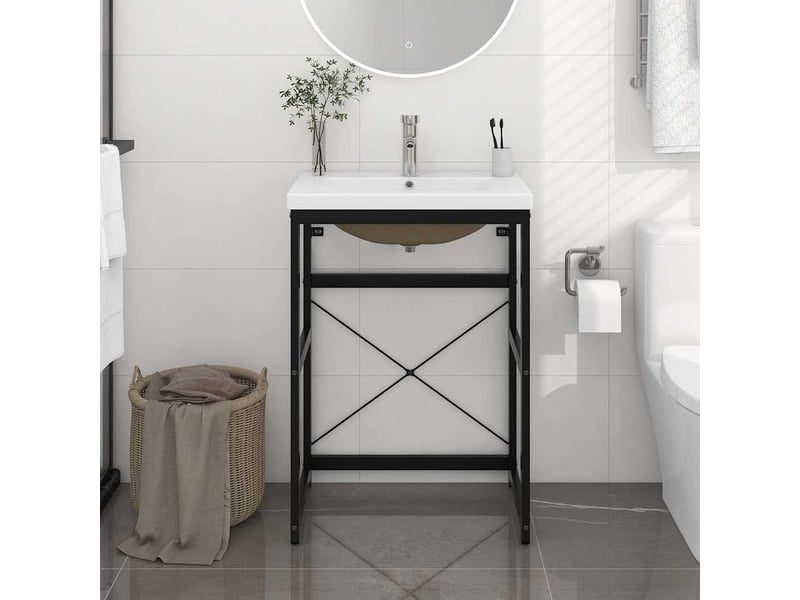  Cadre de lavabo de salle de bain vasque à encastrer noir fer shl9211  - Conforama B