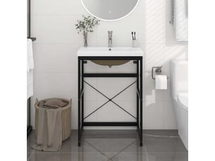 Cadre de lavabo de salle de bain vasque à encastrer noir fer shl9211