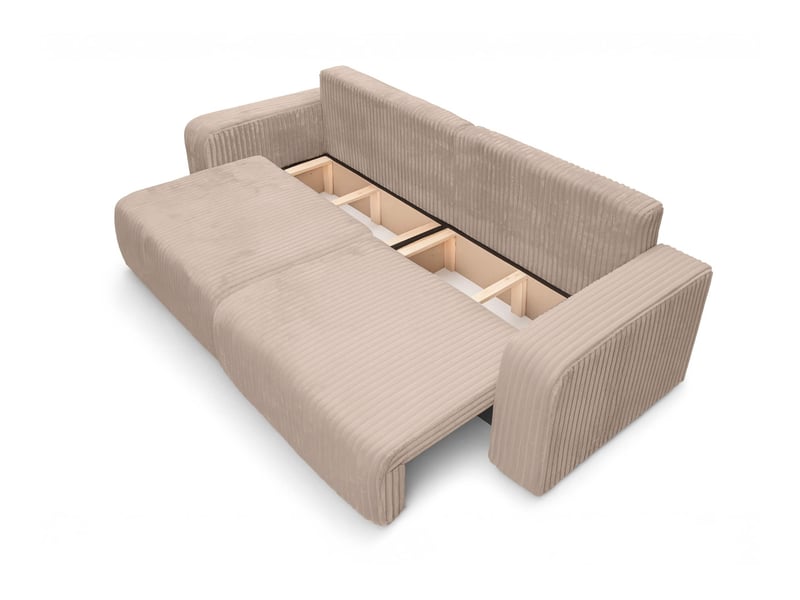  Canapé droit 3 places alya convertible en velours côtelé épais - taupe ALYA - Conforama C