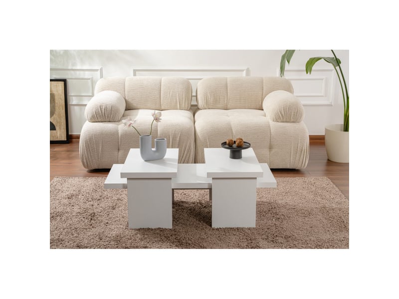  Tables basses gigognes en bois mdf mélaminé blanc 110 x 45 x 30 cm lot de 2  - Conforama B