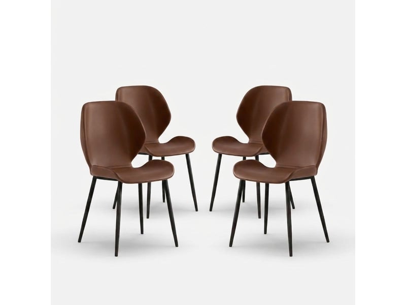  Lot de 4 chaises de salle à manger rembourrées soft-touch callisto - marron  - Conforama A