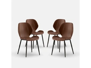 Lot de 4 chaises de salle à manger rembourrées soft-touch callisto - marron