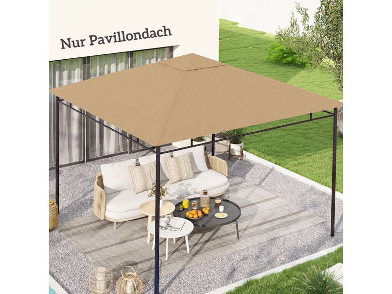 Toit de remplacement pour pavillon - 298x295 cm - polyester - protection uv - résistant aux intempéries Beige - Conforama B